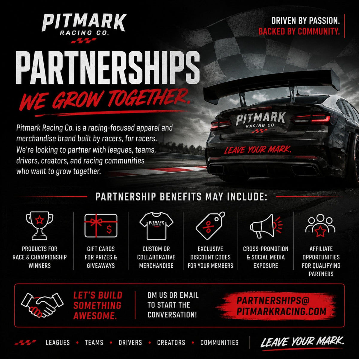 Pitmark Racing Co. Partnership Program: Leave Your Mark Together
