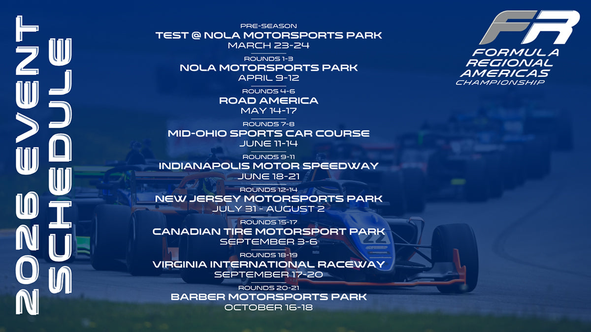 Official 2026 Formula Regional Americas championship schedule graphic, via Performance Racing Industry