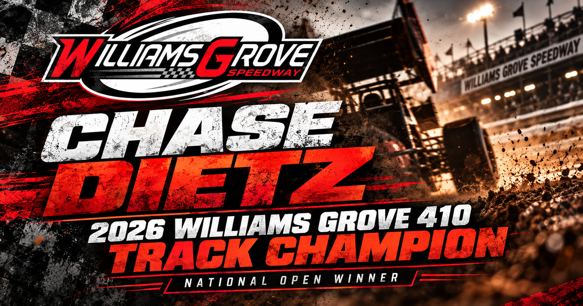 Chase Dietz — 2026 Williams Grove 410 Track Champion.