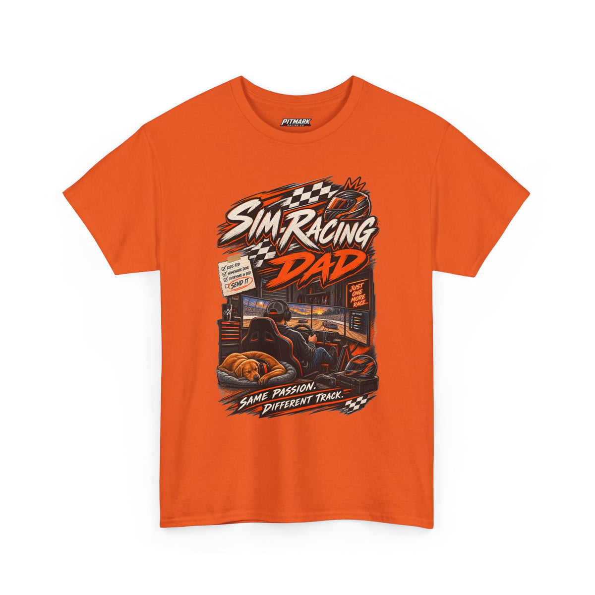 Sim Racing Dad T-Shirt — Retro Racing Gamer Tee (‘Same Passion Different Track’)