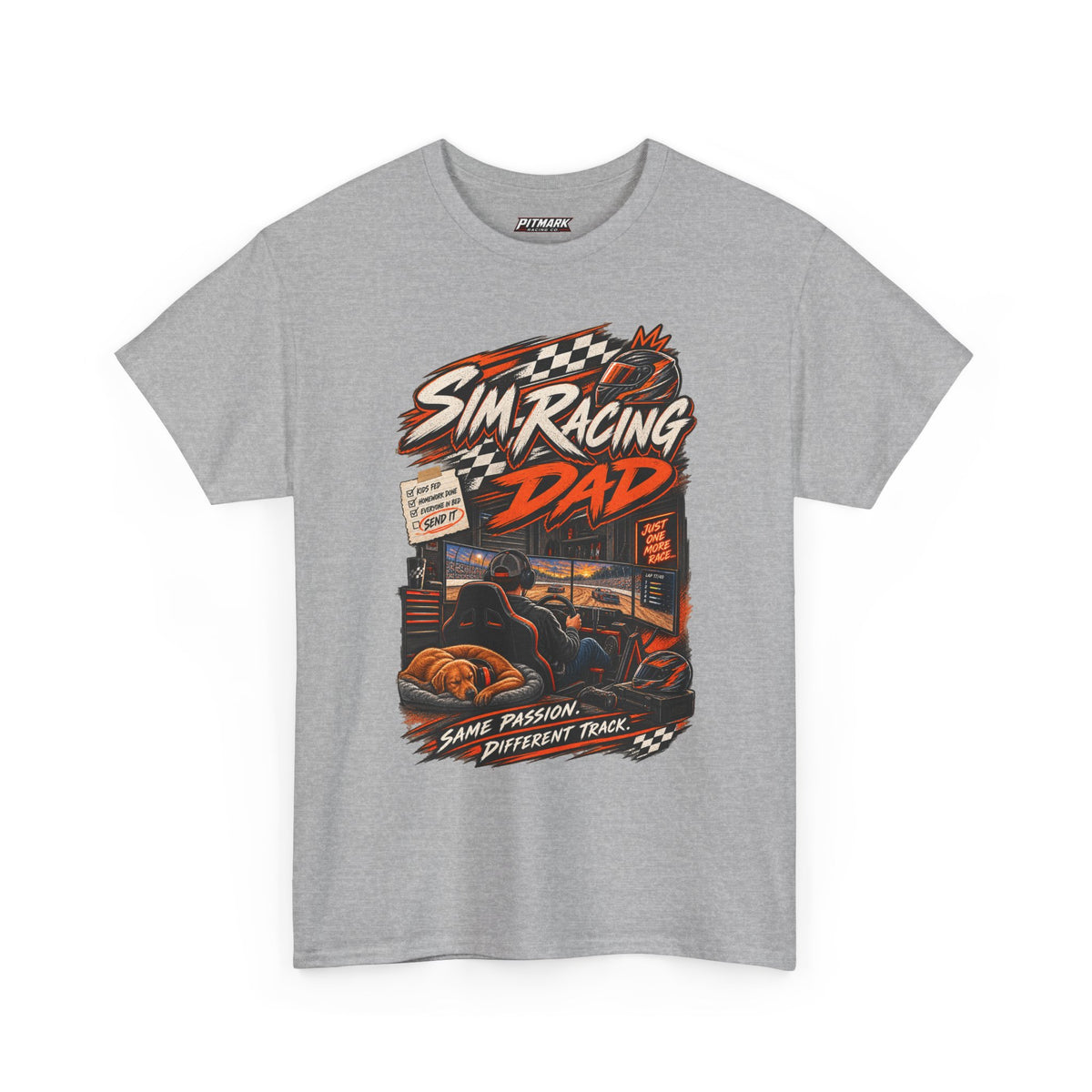 Sim Racing Dad T-Shirt — Retro Racing Gamer Tee (‘Same Passion Different Track’)