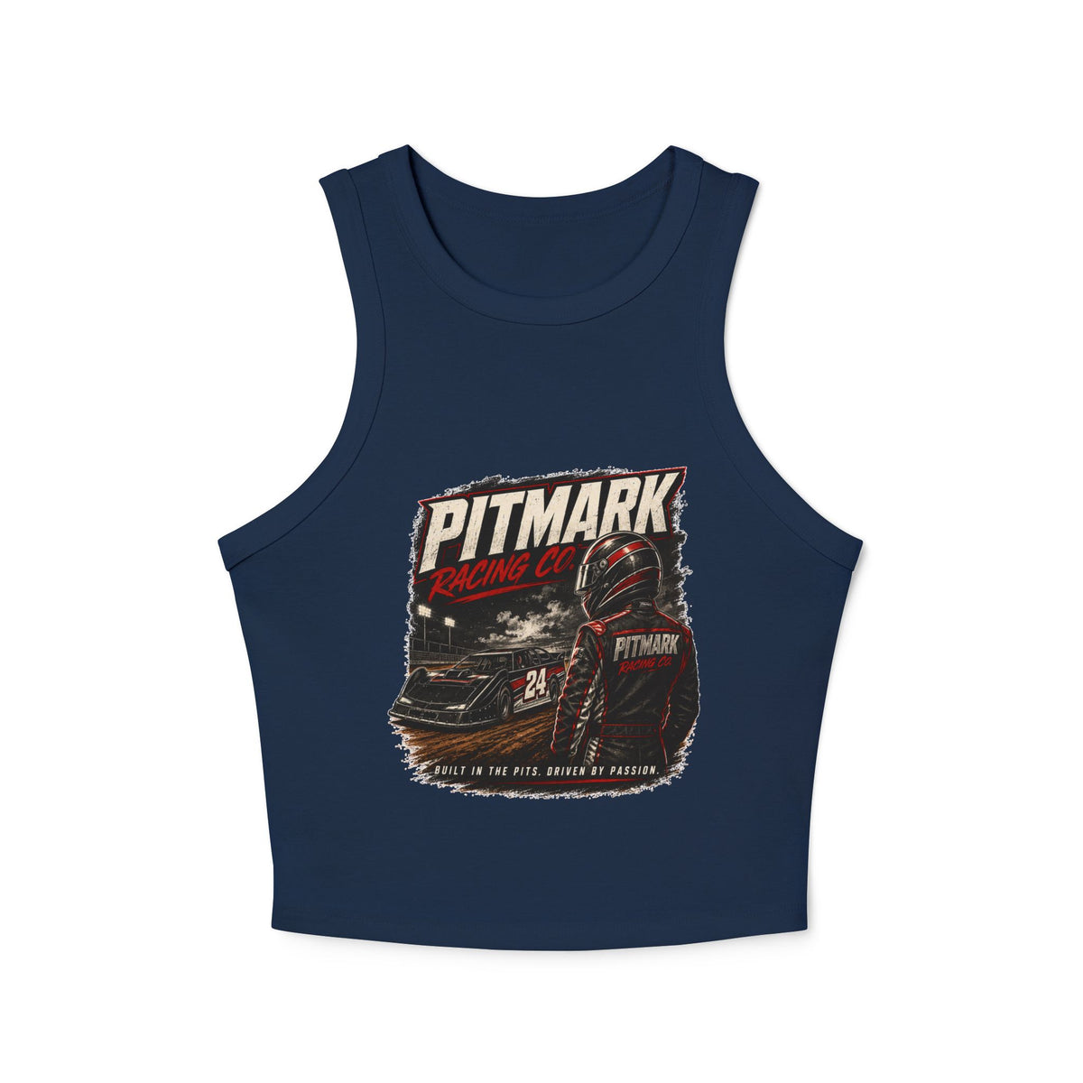 Racer Tank Top — Pitmark Racing Co. Graphic Crop Tank (Women)