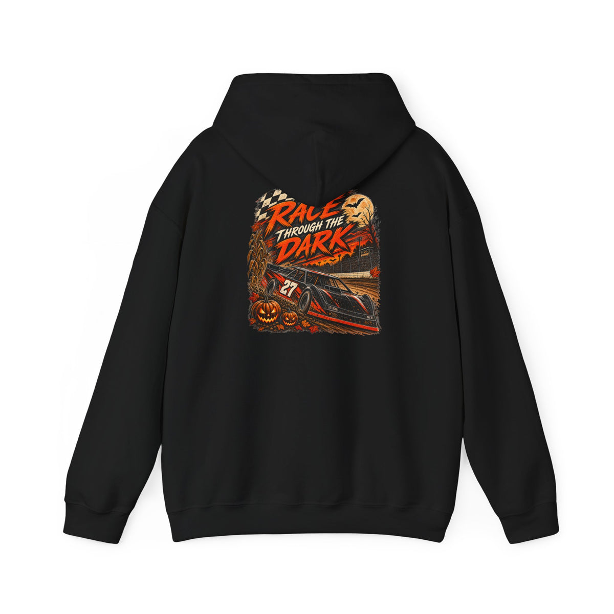 Hoodie — "Race Through the Dark" Vintage Halloween Racing Graphic