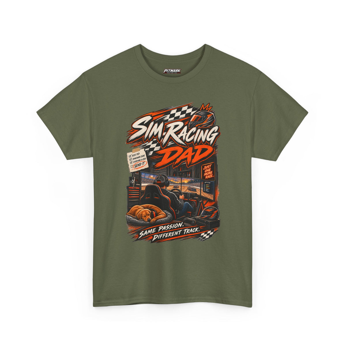 Sim Racing Dad T-Shirt — Retro Racing Gamer Tee (‘Same Passion Different Track’)