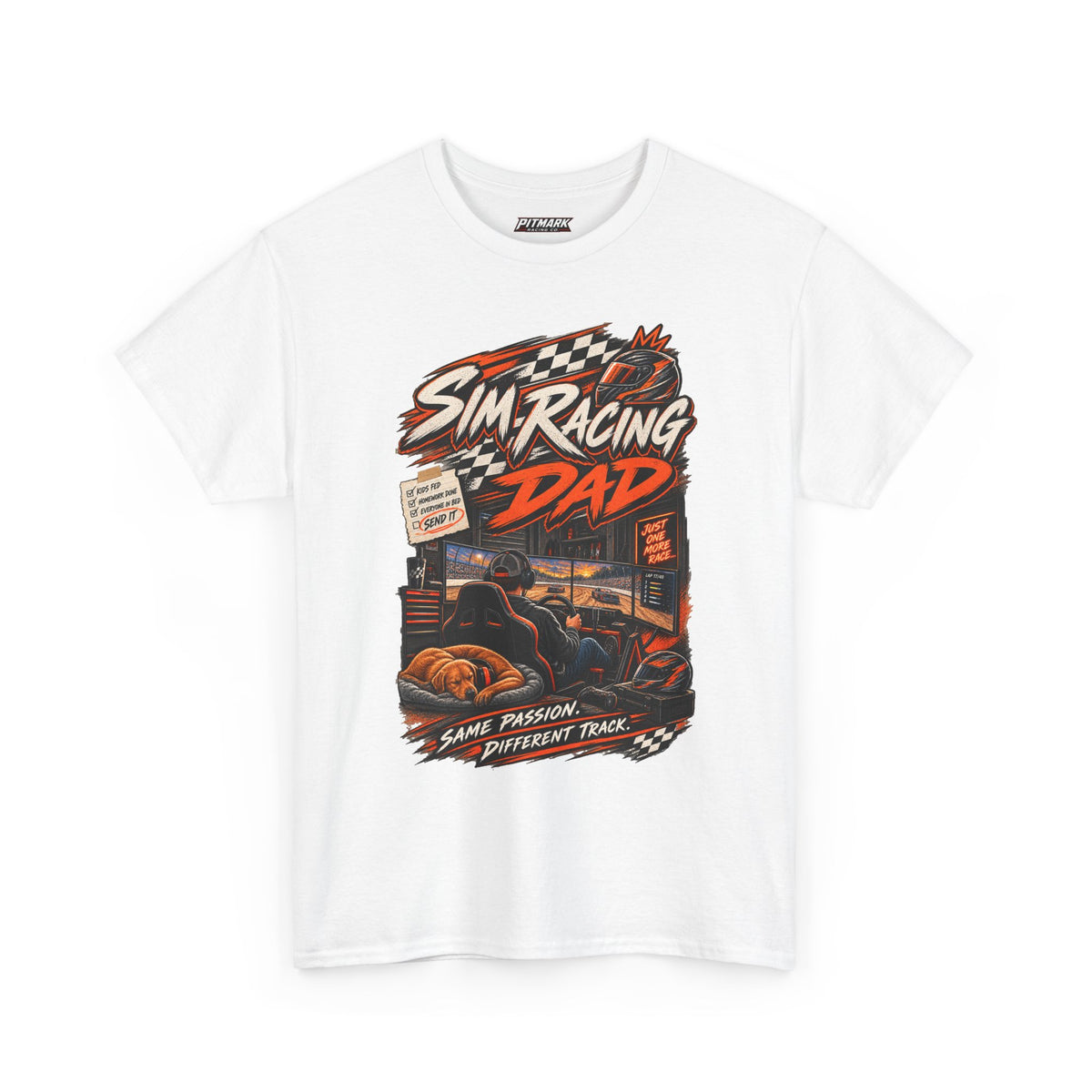Sim Racing Dad T-Shirt — Retro Racing Gamer Tee (‘Same Passion Different Track’)