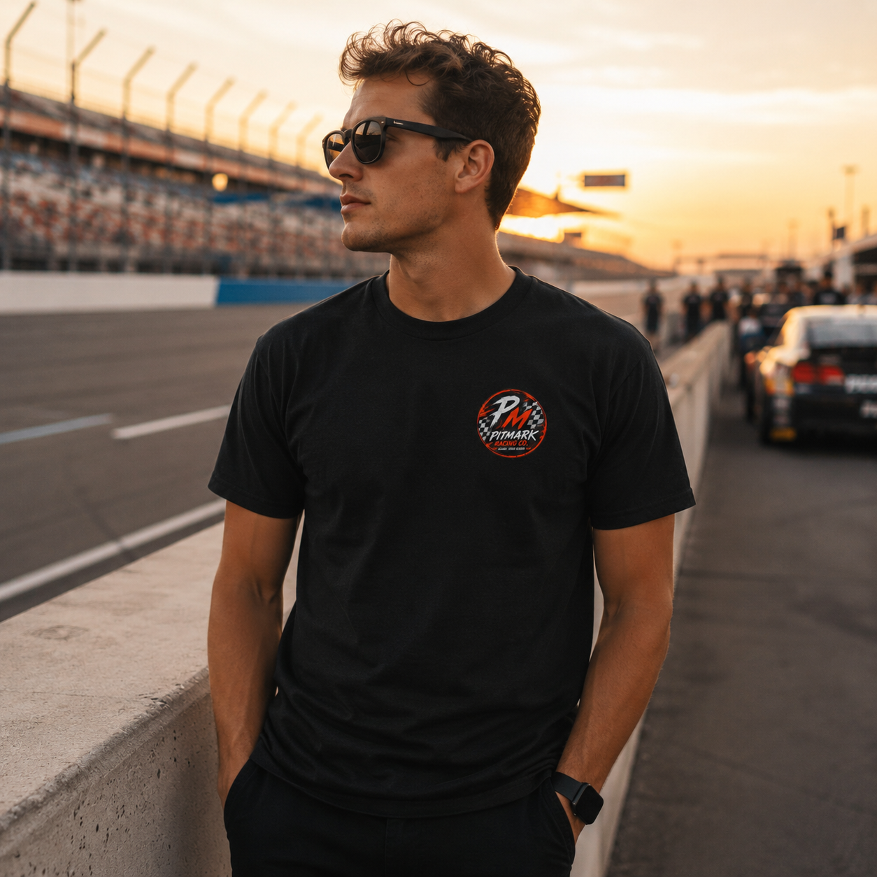 Racing Tee — "Pitmark Racing Co." Graphic Cotton T‑Shirt