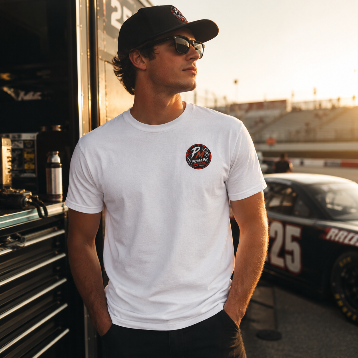 Racing Tee — "Pitmark Racing Co." Graphic Cotton T‑Shirt