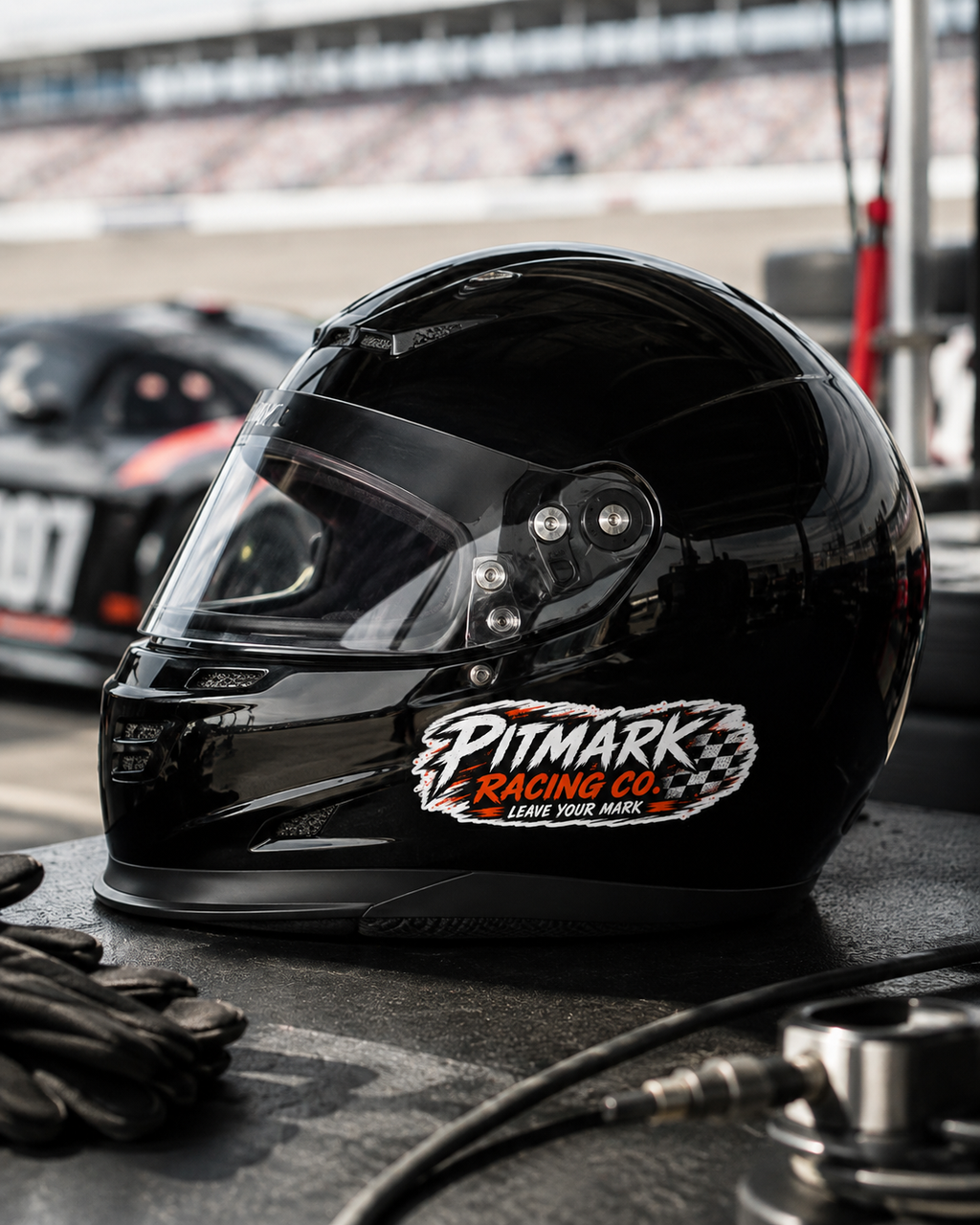 Pitmark Racing Co. Kiss-Cut Sticker — “Leave Your Mark” Racing Decal