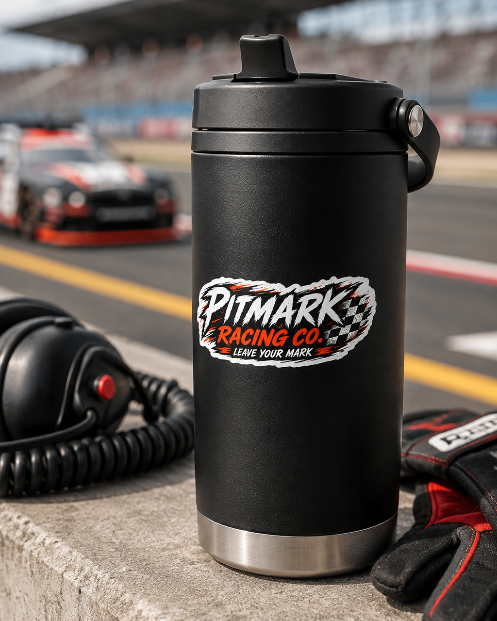 Pitmark Racing Co. Kiss-Cut Sticker — “Leave Your Mark” Racing Decal