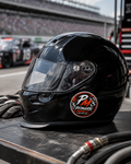 Pitmark Racing Co. Round Kiss-Cut Sticker — 'PM' Checkered Racing Logo