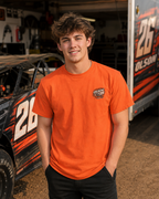 Racing Team Tee — '26 Justin Olson' Retro Checkered Back Graphic