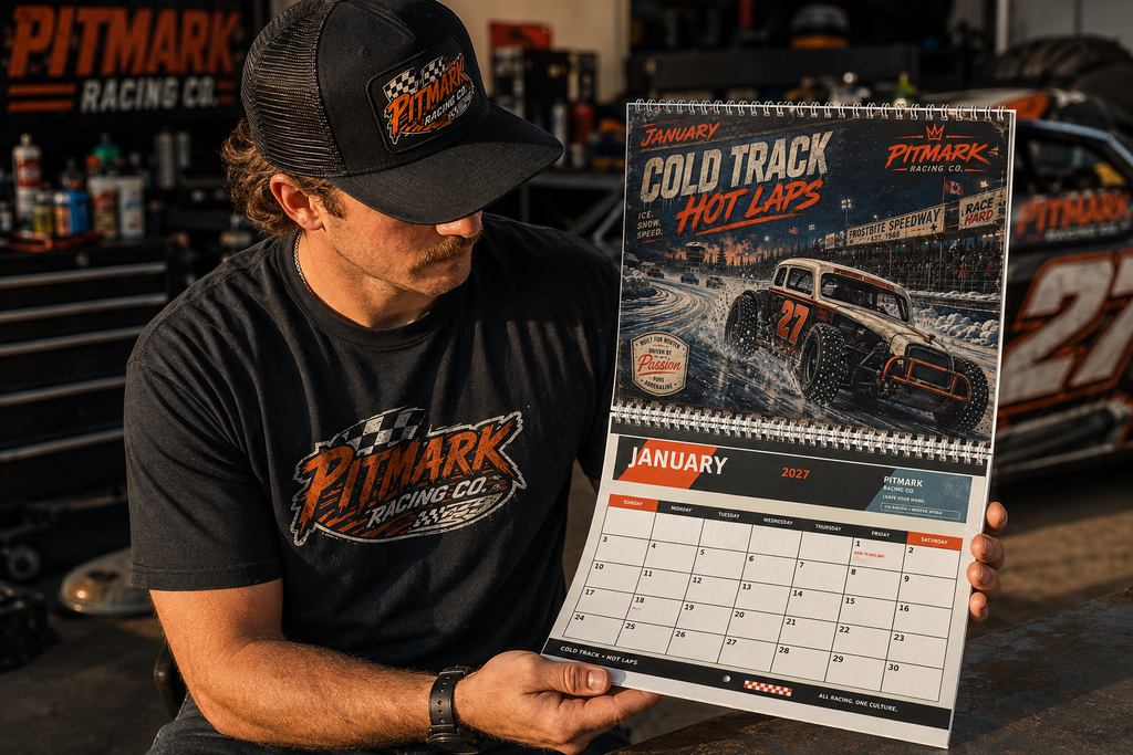 2027 Pitmark Racing Motorsports Wall Calendar – 'Cold Track Hot Laps' Monthly Racing Art