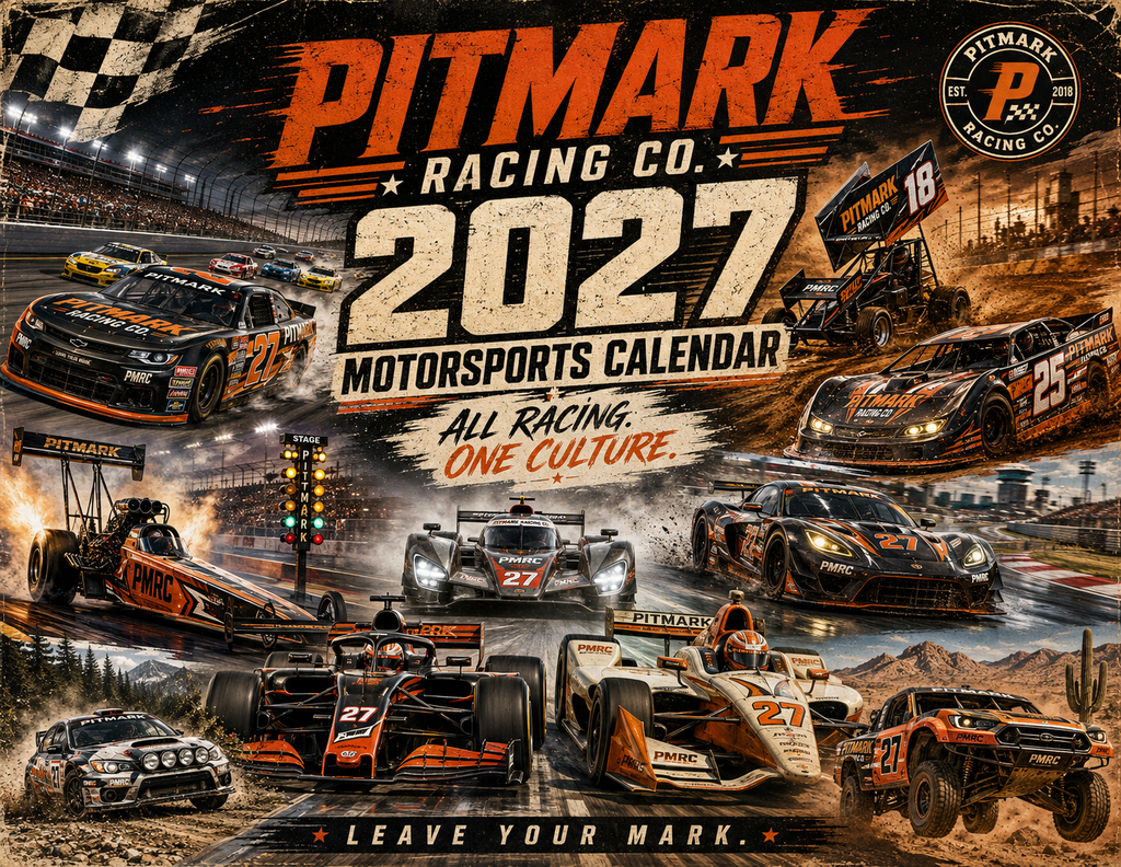 2027 Pitmark Racing Motorsports Wall Calendar – 'Cold Track Hot Laps' Monthly Racing Art