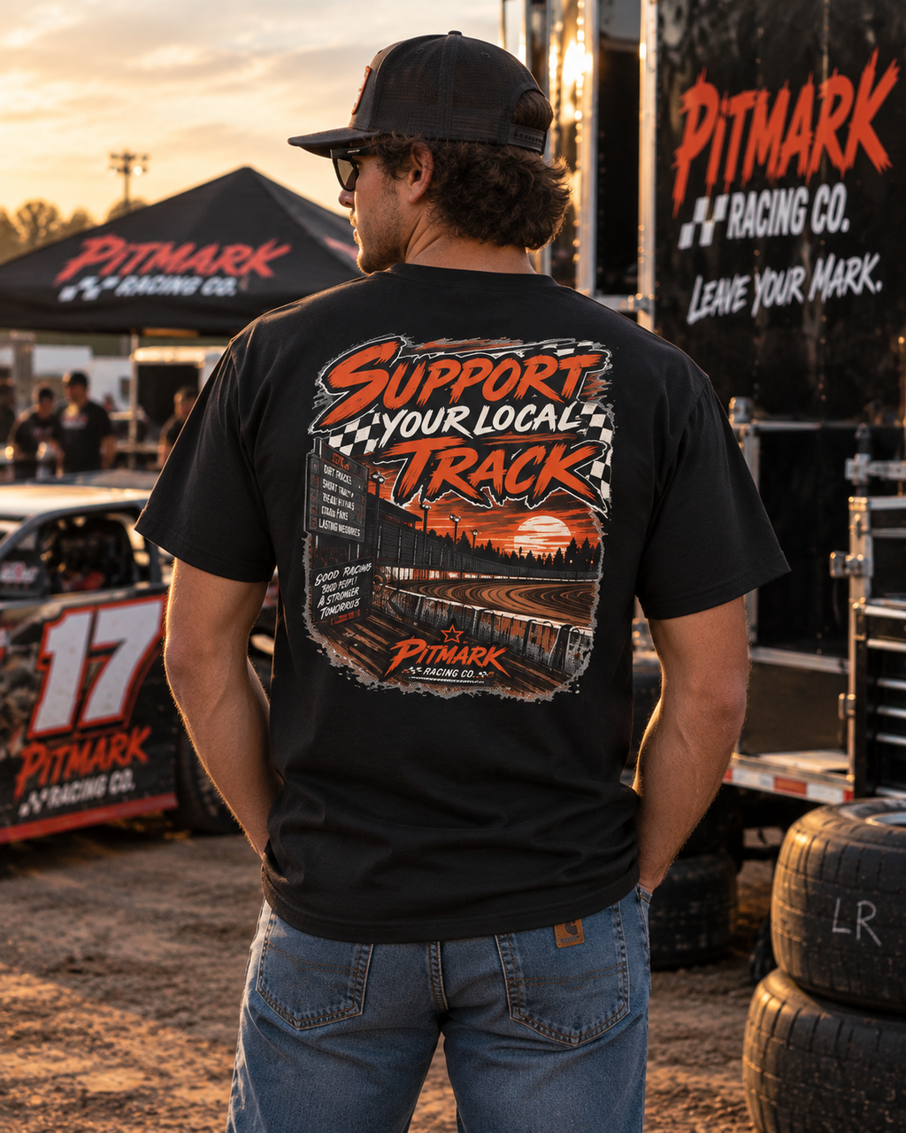 Support Your Local Track T-Shirt — Racing Sunset Graphic Tee
