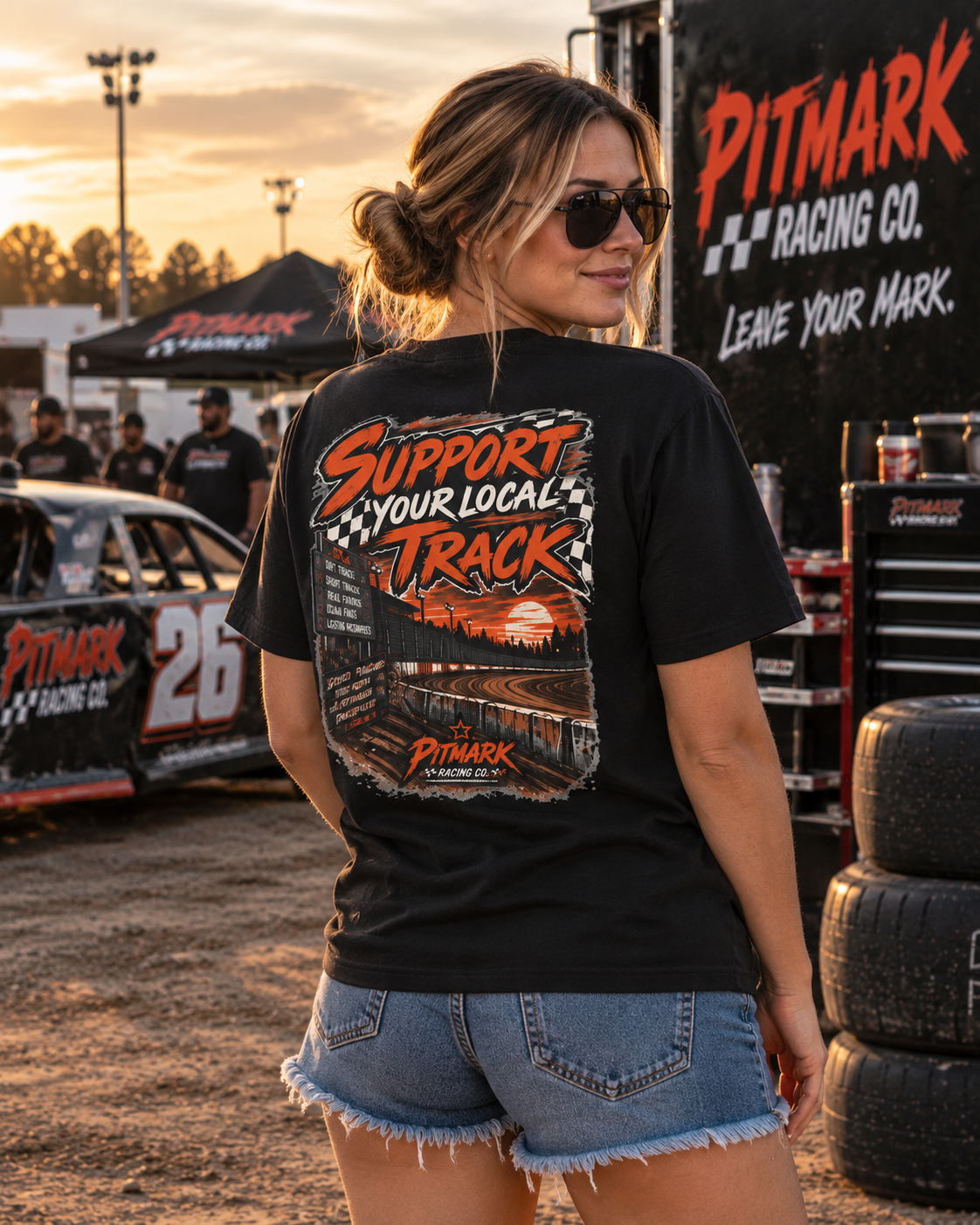 Support Your Local Track T-Shirt — Racing Sunset Graphic Tee