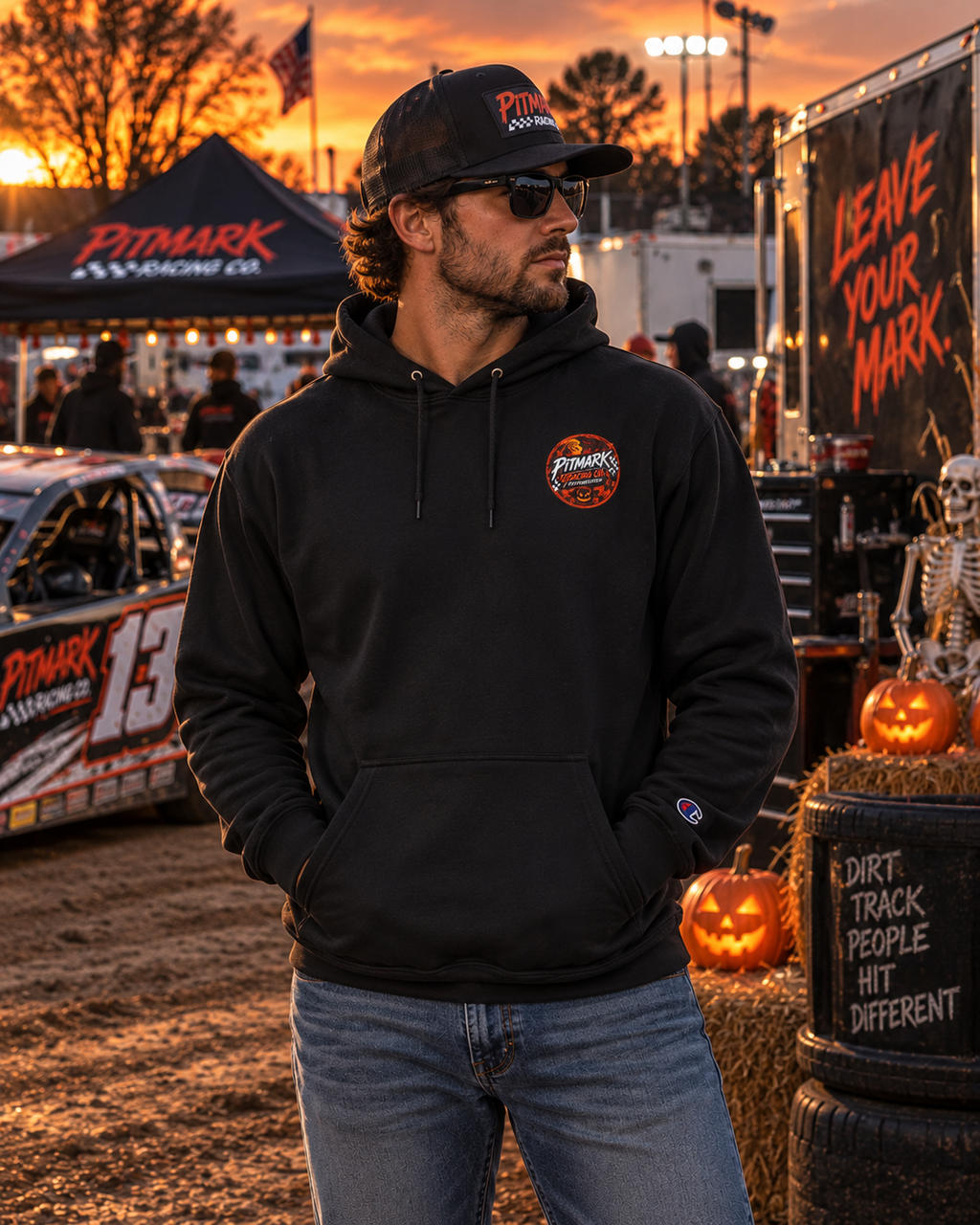 Halloween Pitmark Hoodie - Spooky Pumpkin Rider Graphic Pullover