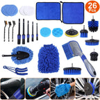 26Pcs Car Detailing Brush Kit Exterior Interior Car Cleaning Set Drill Brush Set Car Buffing Sponge Pads Kit for Cleaning Automobile Interior Exterior