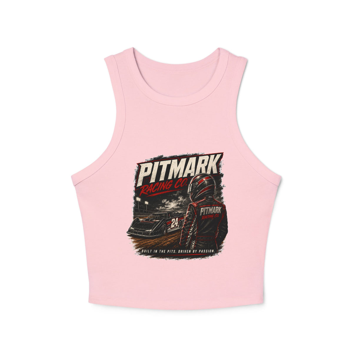 Racer Tank Top — Pitmark Racing Co. Graphic Crop Tank (Women)