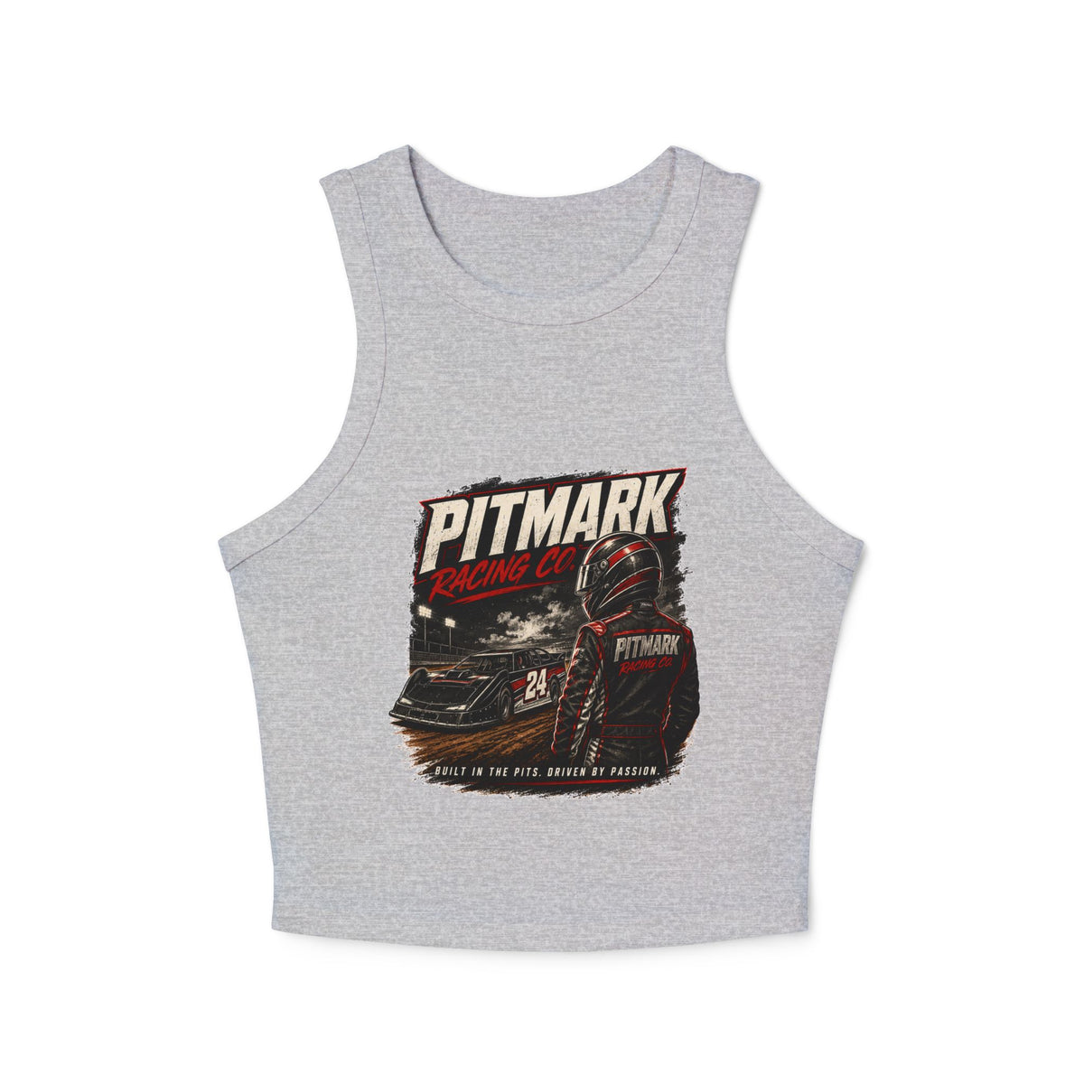 Racer Tank Top — Pitmark Racing Co. Graphic Crop Tank (Women)