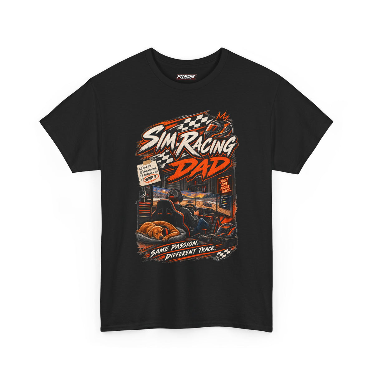 Sim Racing Dad T-Shirt — Retro Racing Gamer Tee (‘Same Passion Different Track’)