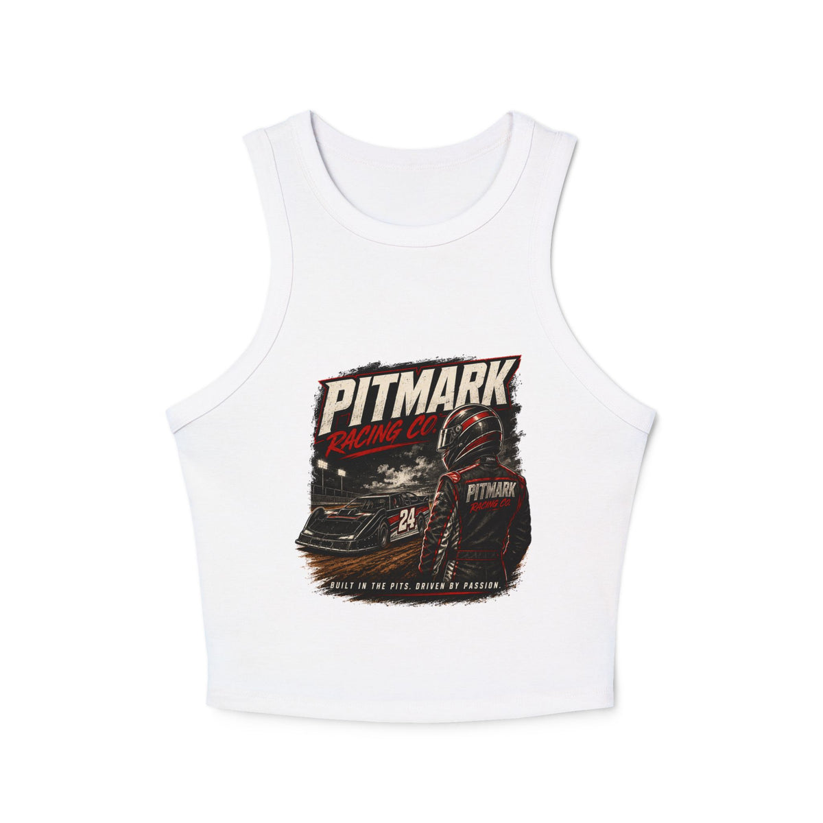Racer Tank Top — Pitmark Racing Co. Graphic Crop Tank (Women)