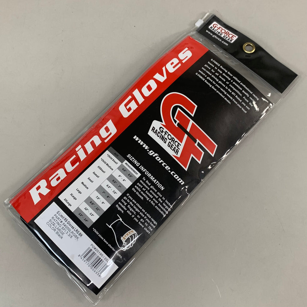 G-FORCE G Limit RS Gloves Racing Gear Large Black 54000LRGBK
