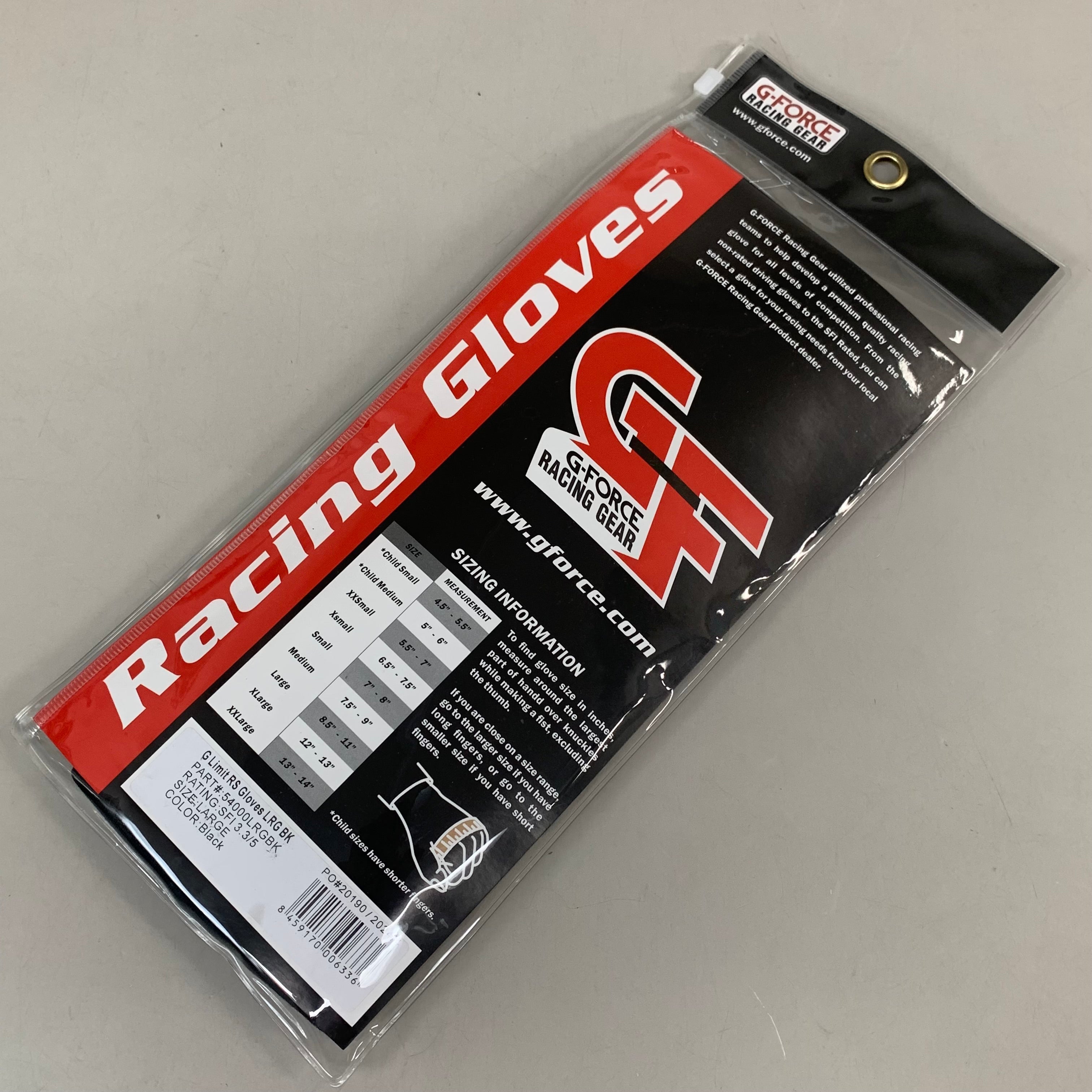 G-FORCE G Limit RS Gloves Racing Gear Large Black 54000LRGBK