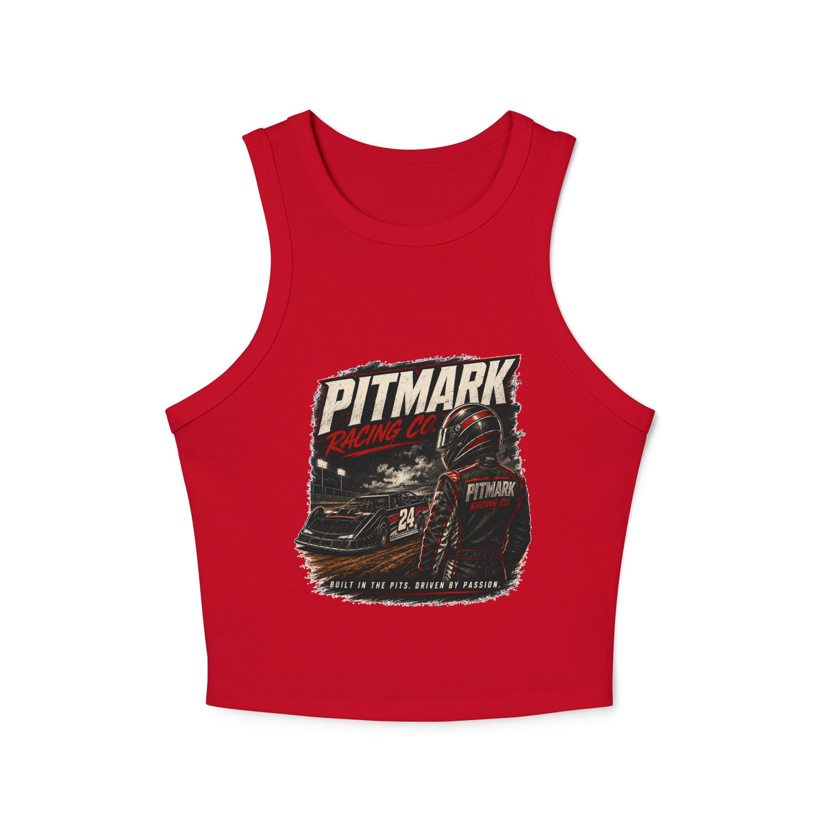 Racer Tank Top — Pitmark Racing Co. Graphic Crop Tank (Women)