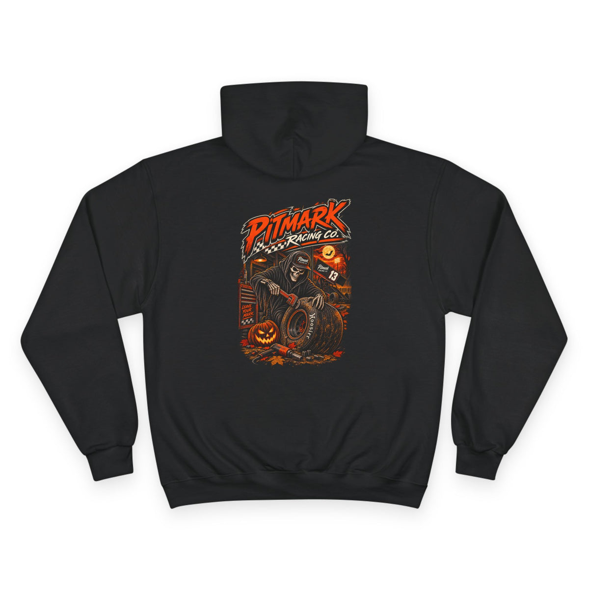 Halloween Pitmark Hoodie - Spooky Pumpkin Rider Graphic Pullover