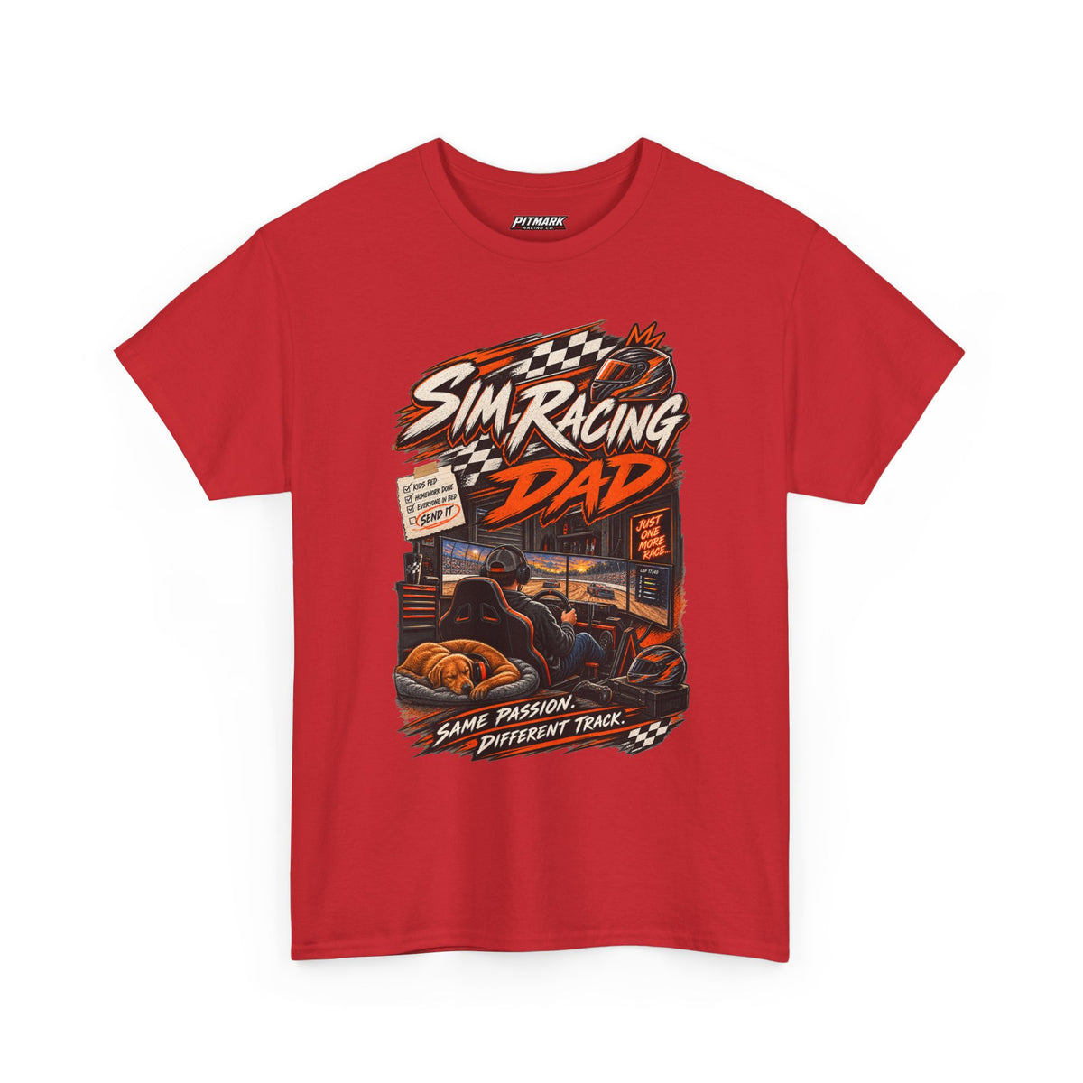Sim Racing Dad T-Shirt — Retro Racing Gamer Tee (‘Same Passion Different Track’)