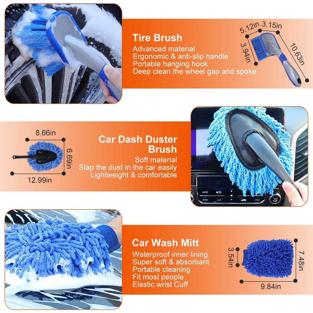 26Pcs Car Detailing Brush Kit Exterior Interior Car Cleaning Set Drill Brush Set Car Buffing Sponge Pads Kit for Cleaning Automobile Interior Exterior
